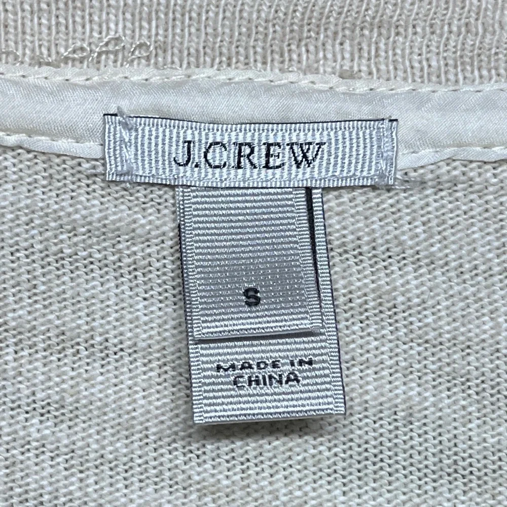 J. Crew Sweatshirt Small Cream Lace Front Crew Neck Long Sleeve Top Women 3335 - Picture 4 of 8